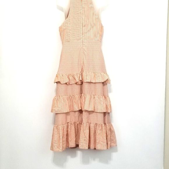 Lulu's Gentle Breeze Orange striped Ruffled Dress SIZE L - Picture 5 of 10